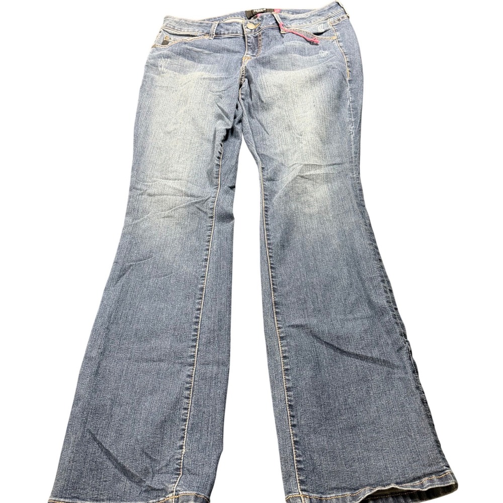 Torrid Denim Bootcut Jeans Womens Blue Embellished Flap Pocket Y2K Size 14